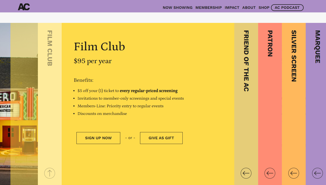 American Cinematheque Membership pricing on October 13, 2026