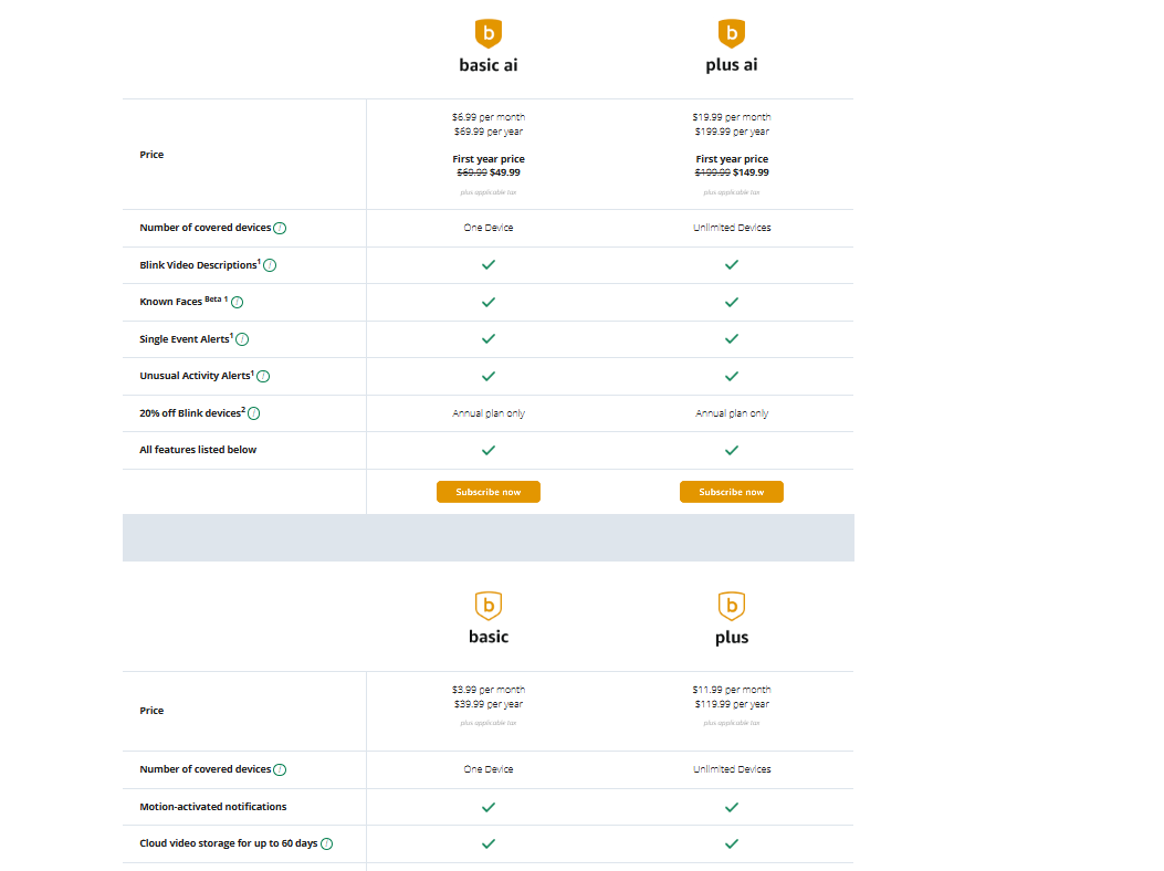 Blink Subscription pricing on October 12, 2026