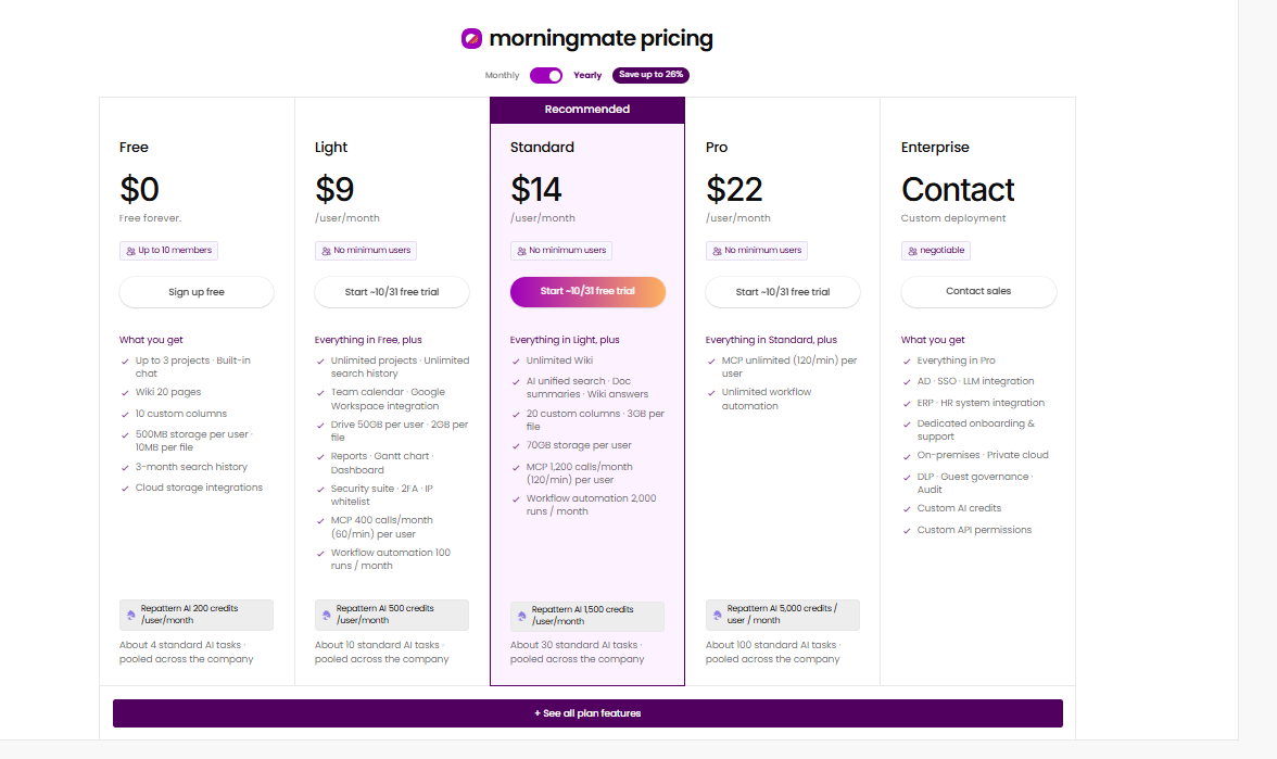 Morningmate pricing on October 24, 2026