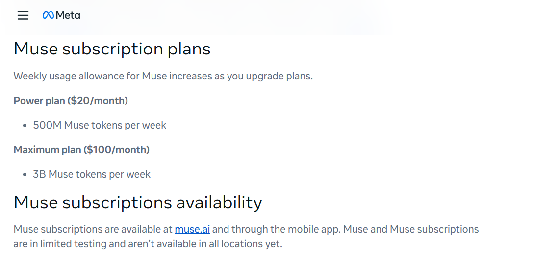 Muse AI pricing on October 1, 2026