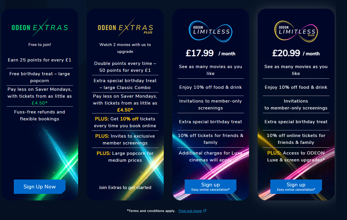 Odeon Membership pricing on October 16, 2026