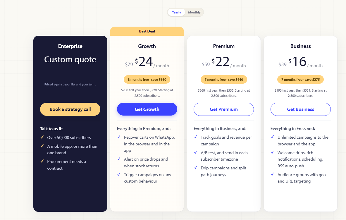 PushEngage pricing on October 5, 2026